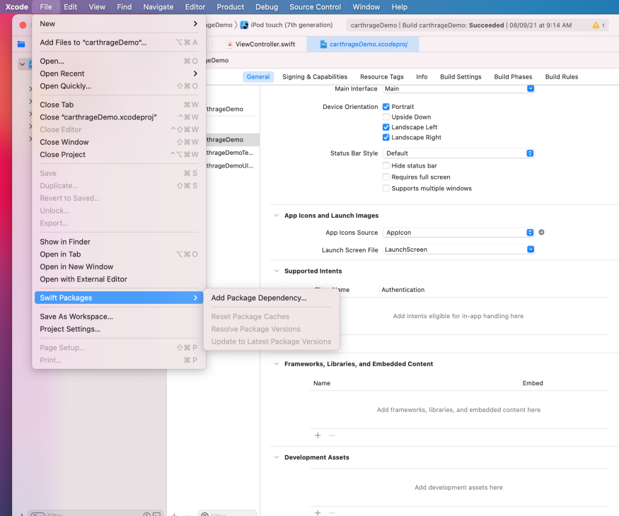 Xcode -> Go to file > Swift Packages >Add Package dependency