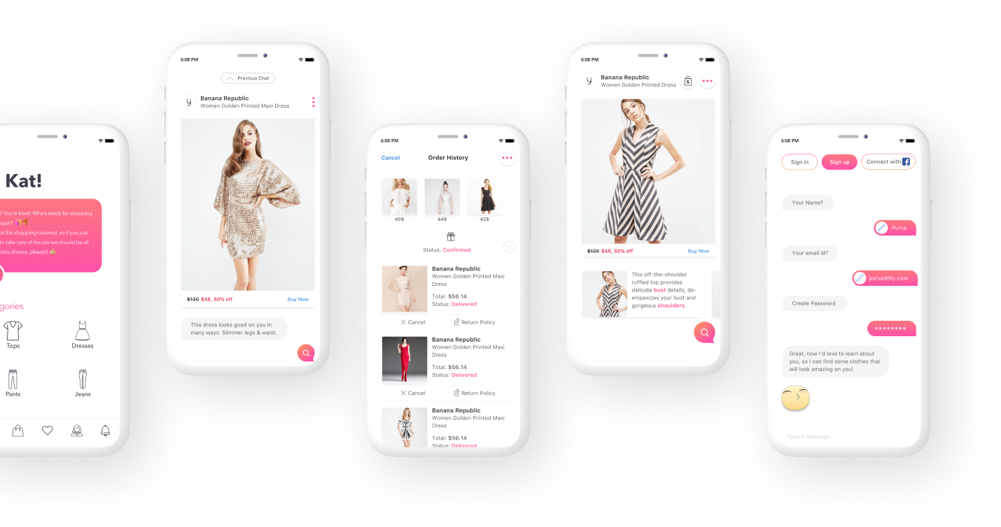 Screens of eCommerce discovery platform app