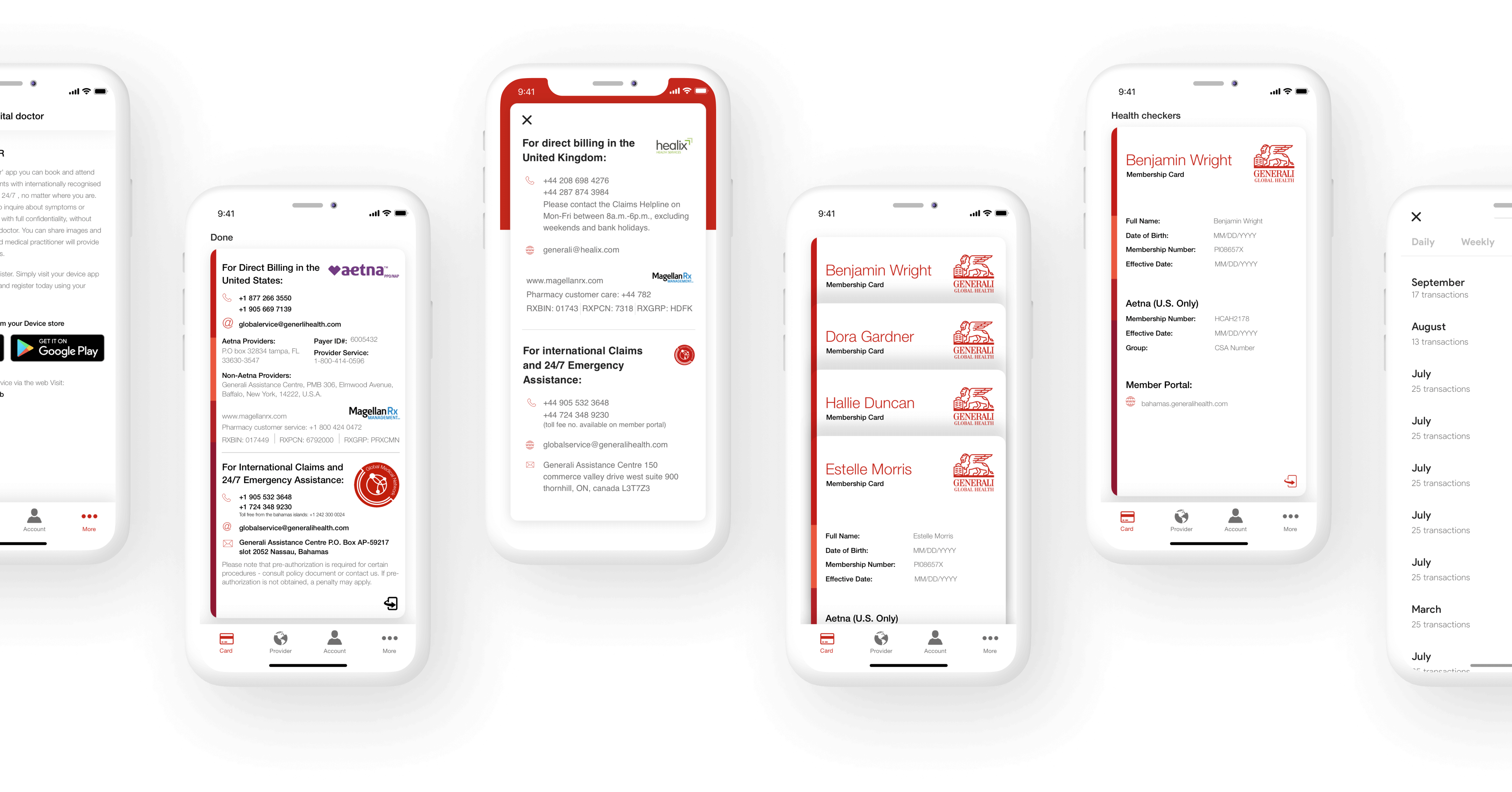 Generali Insurance iOS and Android Mobile App Development Screen Grabs
