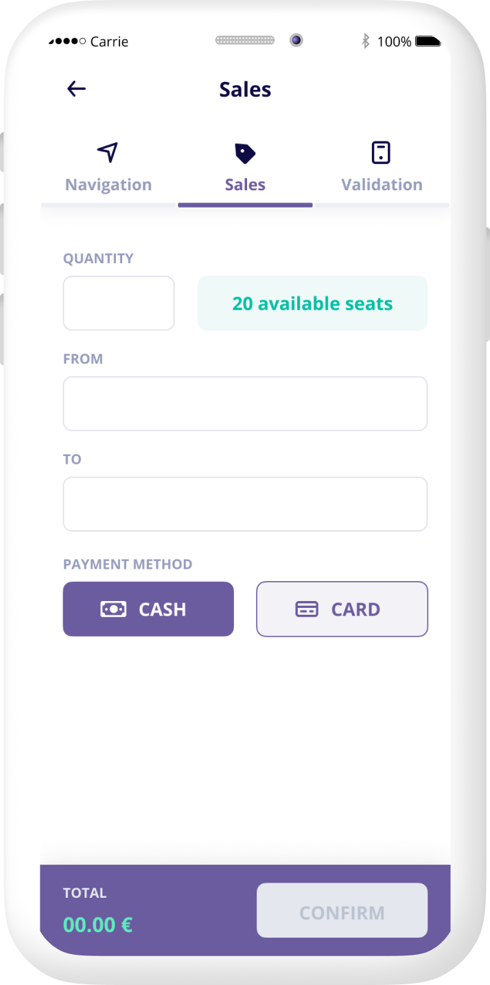 Sales Screen for Mobility App