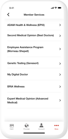 Member Services Screen of Generali Insurance App